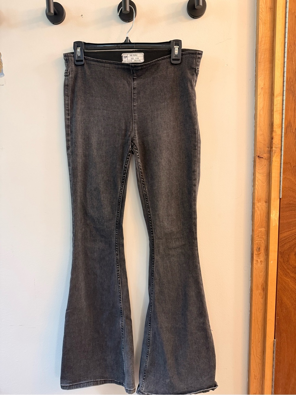 Free People Washed Black Flare Jeans